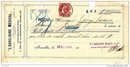 BELGIQUE - Document Financier Via Poste Belge 1909 - L'Auxiliaire Médical à Bruxelles  -- VV420 - Apotheek