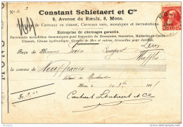 BELGIQUE - Document Financier Via Poste Belge 1905 - Pavements Pour Brasseries , Malteries Schietaert à MONS  -- VV411 - Beers