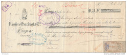 Document Financier Distillerie De Cognac Rivière à COGNAC 1891 - Timbres Fiscaux Français Et  Belge  -- VV394 - Vins & Alcools