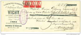 Document Financier Via Poste - TP Pellens 10 C X 3 CHARLEROY 1913 - Eau Minérale VICHY  -- VV392 - Kuurwezen