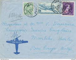 384/27 -  Lettre PAR AVION TP Dakota + Moins 10% + Sceau CHATELINEAU 1946 Vers Congo Belge - TARIF EXACT 8 F 50 - Sonstige & Ohne Zuordnung