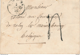 380/27 - Lettre Non Affranchie RIMOGNE Ardennes 1850 Vers ROLY Par MARIEMBOURG Rouge - Entrée FRANCE Par DINANT Rouge - Officinas De Paso