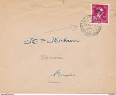 358/27 - Lettre TP Moins 10 % Surcharge Locale TAMINES 1946 - Cachet Exposition Philatélique - 1946 -10%
