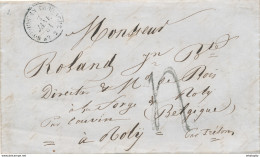 377/27 - Lettre Non Affranchie NOUVION En THIERACHE 1851 Vers ROLY Par MARIEMBOURG - Entrée FRANCE Par MONS - Ufficio Di Transito