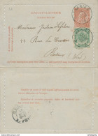 ZZ909 - Carte-Lettre Fine Barbe + TP Armoiries BLEHARIES 1897 Vers ROUBAIX Nord - TARIF FRONTALIER 15 C Avec La France - Cartas-Letras