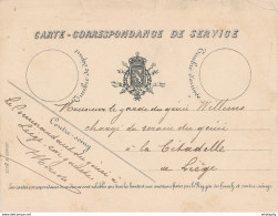 ZZ880 - Carte De Service 1891 - Le Commandant Du Génie à LIEGE , Rive Gauche Vers La Citadelle - Lettres & Documents