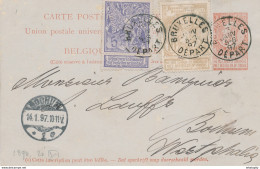 ZZ802 - Entier Postal Fine Barbe + TP Expo Bruxelles BRUXELLES 1897 Vers BOCHUM Allemagne - TARIF Lettre 25 C. - 1894-1896 Ausstellungen