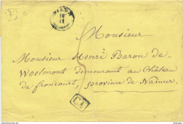 ZZ817 - Précurseur Sans Contenu Type 18 DISON 1838 >Type 18 EGHEZEE Via NAMUR - CA Noir Et Boite F De SOIRON (Porignon) - Landpost (Ruralpost)