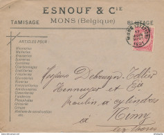 ZZ503 - BELGIQUE - Lettre TP Fine Barbe MONS 1901 - Entete Esnouf § Cie Articles Pour BRASSERIES , Sucreries , ... - Cervezas