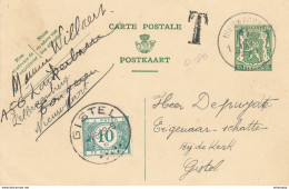 XX945 -- Entier Petit Sceau NIEUWPOORT 1939 Vers GISTEL - Manque 5 C , Donc Taxée 10 C - Postkarten 1934-1951