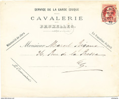 ZZ340 - Enveloppe Garde Civile De BRUXELLES - Cavalerie -TP Grosse Barbe IXELLES 1910 - Storia Postale