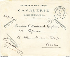 ZZ341 - Enveloppe Garde Civile De BRUXELLES - Cavalerie -ST JOSSE TEN NOODE 1913 - FRANCHISE Appliquée - Cartas & Documentos