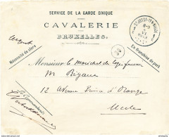 ZZ341 - Enveloppe Garde Civile De BRUXELLES - Cavalerie -ST JOSSE TEN NOODE 1913 - FRANCHISE Appliquée - Storia Postale