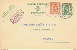 ZZ675 - Entier Postal Petit Sceau + TP Dito RUMBEKE 1948 Vers BRUGGE - Cachet Notaire Devos à RUMBEKE - Postkarten 1934-1951