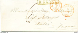 ZZ222 - Enveloppe Précurseur OSTENDE 1848 Vers La France - Marque RFRONT En Vert De L' Ambulant De L' Ouest - Grenzübergangsstellen