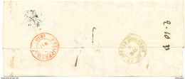 ZZ228 - Lettre Précurseur PARIS 1850 Vers PHILIPPEVILLE  - Ambulant FRANCE Par QUIEVRAIN No 1 En Vert - Transit Offices