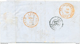 ZZ225 - Lettre Précurseur MAUBERT FONTAINE 1853 (Boite D Rouge ) Vers CERFONTAINE - FRANCE Par DINANT - Doorgangstempels