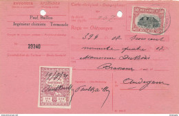 YY546 - Carte-Récépissé TP Petit Albert DENDERMONDE 1921 Vers Hector Dubois , Brasseur à AUDEGEM - Cervezas