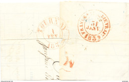 YY653 - Lettre Précurseur VALENCIENNES 1839 Vers TOURNAY - Marque De Passage FRANCE Par QUIEVRAIN Rouge - Ufficio Di Transito