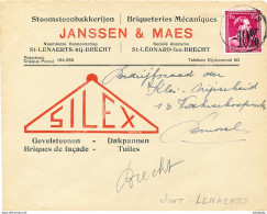 YY483 - Lettre TP Moins 10 % Surcharge Locale ST LENAARTS / BRECHT 1946 - Entete Steenbakkerijen Janssen En Maes - 1946 -10%