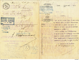 YY667 - Document De La Poste En 5 Pages 1925 - Cachets LIGNE , WARCOING Et Postes Direction 5ème Circ. En Bleu - Post Office Leaflets