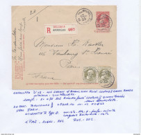 YY133 -- Enveloppe RECOMMANDEE Grosse Barbe U12 à 10 C + TP 20 C X 2 BRUXELLES 1910 Vers PARIS France - TARIF 50 C - Buste