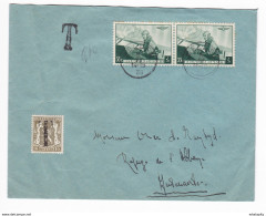 888/29 - Lettre TP 467 X 2 Roi Aviateur MELDEN 1938 Vers AUDENAERDE - RARE Taxée 10 C Avec Petit Sceau + Griffe T - Cartas & Documentos