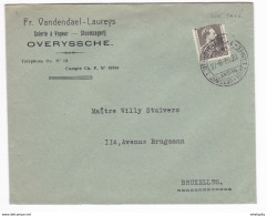 884/29 - OVERIJSE - Lettre TP Col Ouvert OVERYSSCHE Druiven 1939 - Entete Scierie à Vapeur Vandendael-Laureys - 1936-1957 Offener Kragen