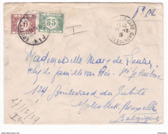 890/29 - Lettre Non Affranchie D'un Soldat Belge GUINGAMP 12/1939 Vers BXL - Taxée En Port Intérieur Simple à 75 C - Storia Postale