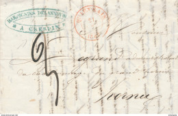 858/29 - FRAUDE POSTALE - Lettre Précurseur QUIEVRAIN 1847 Vers HORNU - Port 2 Décimes - Origine CRESPIN France Nord - 1830-1849 (Belgique Indépendante)