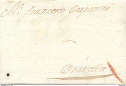 759/29 - Lettre Précurseur 1700 ANTWERPEN Vers BRUXELLES - Marque Oblique à La Craie ( Transport Par Messager ) - 1621-1713 (Spanish Netherlands)