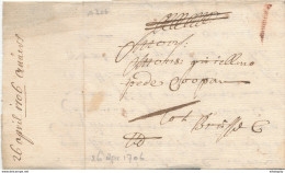 760/29 - Lettre Précurseur 1706 ANTWERPEN Vers BRUXELLES - Marque 1 Stuiver à La Craie ( Transport Par Messager ) - 1621-1713 (Países Bajos Españoles)