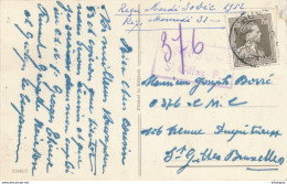 165/29 -  Carte De Nouvel-An TP Col Ouvert HUY 1952 Vers ST GILLES - Censure De La Prison - Collaboration 40/45 - 1936-1957 Collar Abierto
