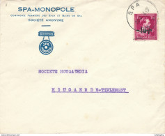098/29 - BELGIUM - Lettre TP Moins 10 % Surcharge Locale SPA 1946 Vers HOUGAERDE - TB Entete Eaux Minérales SPA Monopole - Sonstige & Ohne Zuordnung