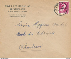 094/29 - Lettre TP Moins 10 % Surcharge Locale JUMET 1946 - TB Entete Foyer DesOrphelins De CHARLEROI - 1946 -10%