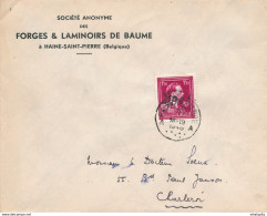 090/29 - Lettre TP Moins 10 % Surcharge Locale HAINE ST PIERRE 1946 Vers CHARLEROI - TB Entete Laminoirs De BAUME - 1946 -10%