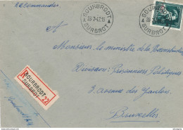 043/29 - CANTONS DE L' EST - Enveloppe Recommandée TP Moins 10 % SOURBRODT Bilingue 1947 Vers BXL - 1946 -10%