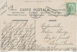 812/28 - Griffe D'origine SIVRY Sur Carte Fantaisie TP Armoiries AMBULANT CHARLEROY MANAGE BXL 1909 - Bahnpoststempel