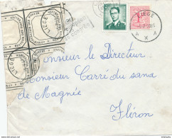030/29 - Enveloppe TP Lunettes + Lion LIEGE 1960 - Griffe Correspondance Déchirée Au Timbrage + Etiquettes De Fermeture - 1953-1972 Lunettes