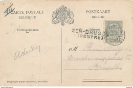 803/28 - Griffe D'origine ZEEBRUGGE (Centre) Sur TB Carte Bateaux TP Armoiries BRUGES Station 1907 - Linear Postmarks