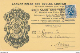 396/28 -- BELGIQUE VELO - Carte Illustrée Cycles SAFE § LUCIFER - Cloetens à MECHELEN 1933 - Vélo