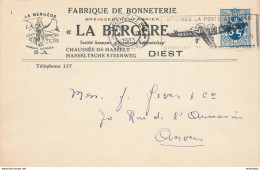 385/28 -- Carte Illustrée TP Lion Héraldique Bruxelles 1933 - Fabrique De Bonneterie "La Bergère" à DIEST - 1929-1937 Lion Héraldique