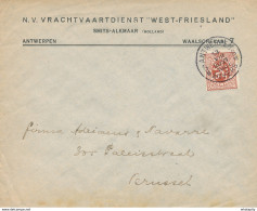 275/28 - Enveloppe TP 287 Lion Héraldique ANTWERPEN 1931 - Entete Vrachtvaartdienst West Friesland , Smits- ALKMAAR - 1929-1937 Heraldischer Löwe