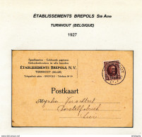 232/28 - CARTES A JOUER Belgique - Carte Publicitaire TP Houyoux TURNHOUT 1927 - Etablissements BREPOLS - Unclassified