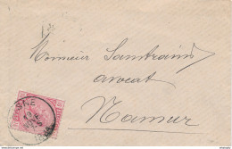 513/27 - Lettre TP 38 RHISNE 1884 Vers NAMUR - NIPA 300 X 3 - 1883 Leopold II.