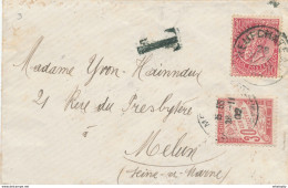 535/27 - Enveloppe TP Fine Barbe NEUFCHATEAU 1902 Vers MELUN France - Taxée 30 C Pour Insuffisance De 15 C - Briefe U. Dokumente