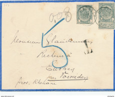 536/27 - IMPRIME TP Armoiries HASSELT 1899 Vers VORWEIDEN Prusse - Manque 3 C. , Taxée 5 Pfgs Au Crayon Bleu - Storia Postale