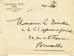 558/27 -  Enveloppe Port PAYE 1918/1919 - Cachet De FORTUNE Petite Griffe De BINCHE - Entete Vins Leroy - Noodstempels (1919)