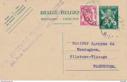 567/27 -  Entier Postal Lion V + Petit Sceau ROESELARE 1946  - Cachet Privé La Jutoise Roularienne ( Sic ! ) - Postkarten 1934-1951