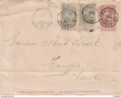 DDX 282 -- Entier Postal Enveloppe Fine Barbe + TP Dito Bruxelles 1895 Vers TANGER Maroc  - JUDAICA Albert Israel - Briefe